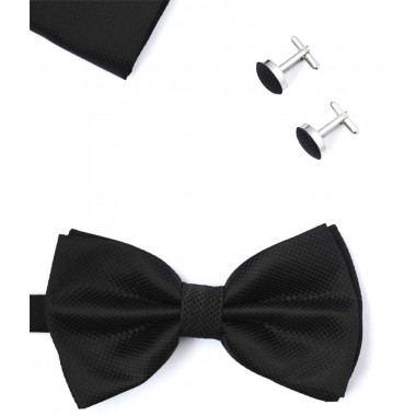 Set papion, batista si butoni negru 